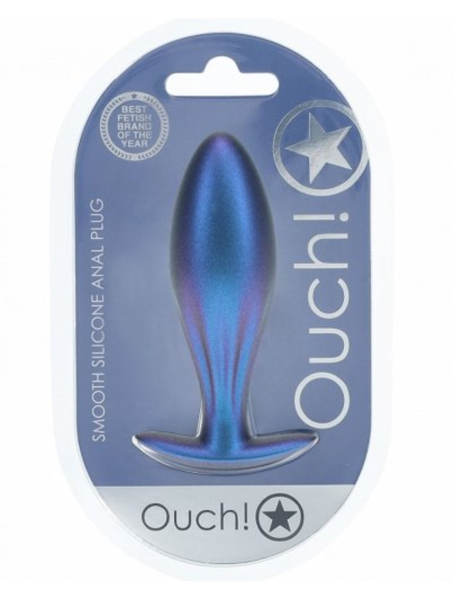 Ouch! Smooth Oval Silicone Anal Plug Blue 1