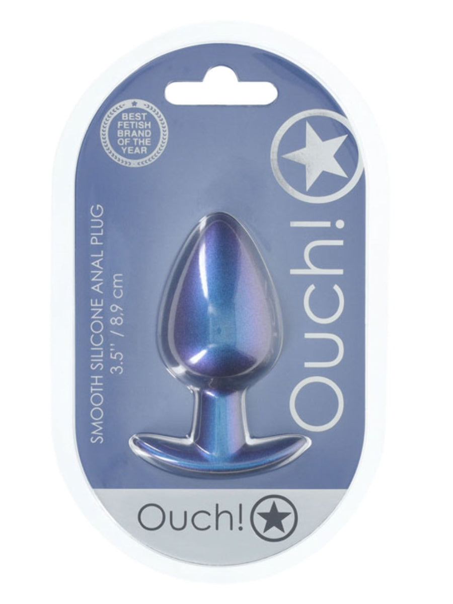 Ouch! Smooth Silicone Anal Plug Large Blue 1
