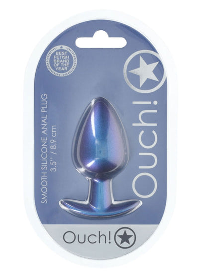 Ouch! Smooth Silicone Anal Plug Large Blue 1