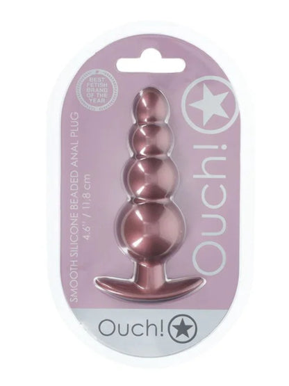 Ouch! Smooth Beaded Silicone Anal Plug Rose Gold 1