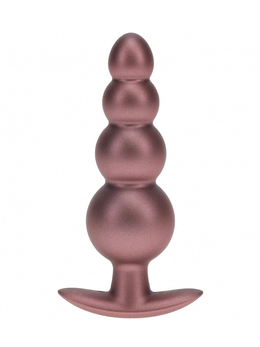 Ouch! Smooth Beaded Silicone Anal Plug Rose Gold 2