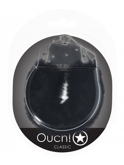 Ouch! Classic Fluffy Metal Hand Cuffs Black