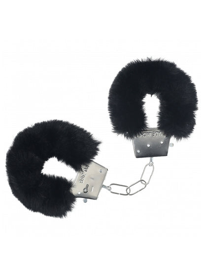 Ouch! Classic Fluffy Metal Hand Cuffs Black