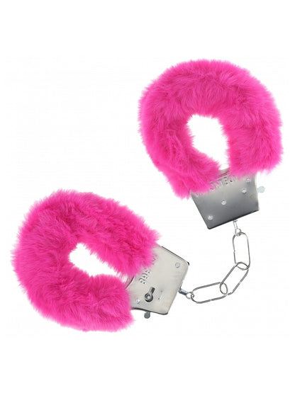 Ouch! Classic Fluffy Metal Hand Cuffs Hot Pink