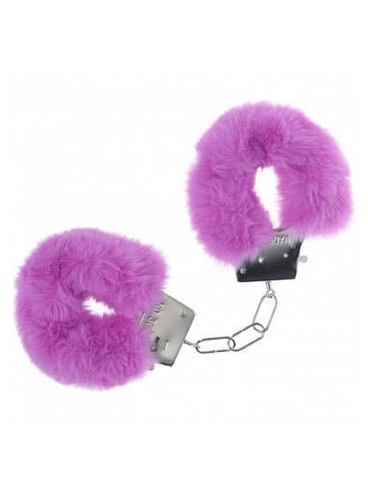 Ouch! Classic Fluffy Metal Hand Cuffs Purple