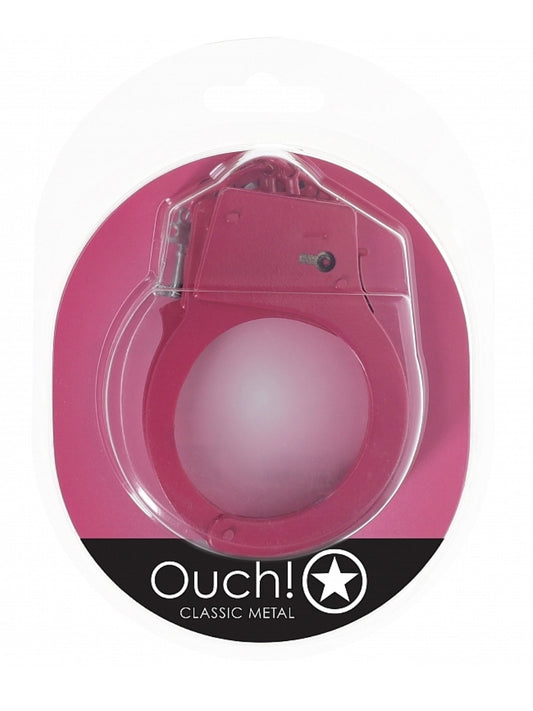 Ouch! Classic Metal Hand Cuffs Hot Pink