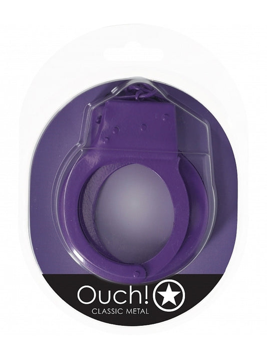 Ouch! Classic Metal Hand Cuffs Purple