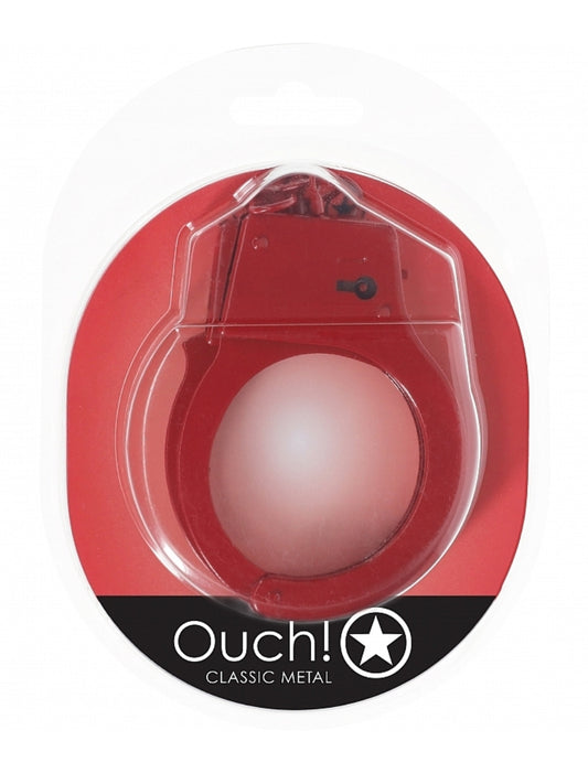 Ouch! Classic Metal Hand Cuffs Red