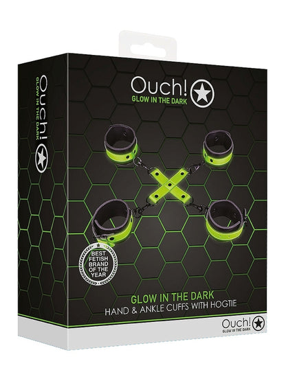 Ouch! Glow In The Dark Bonded Leather Hogtie & Cuff Kit