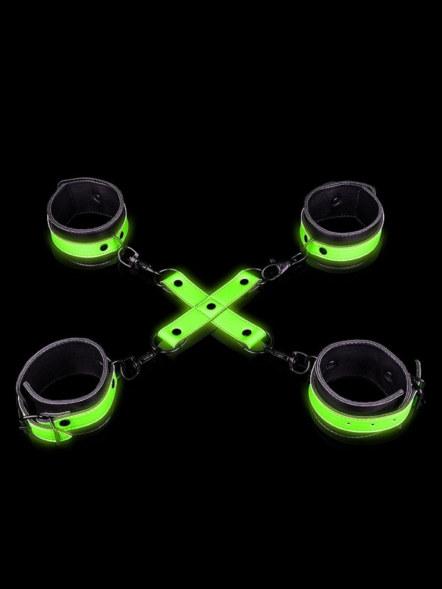 Ouch! Glow In The Dark Bonded Leather Hogtie & Cuff Kit