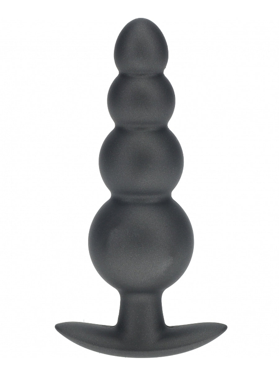 Ouch! Smooth Beaded Silicone Anal Plug Gunmetal