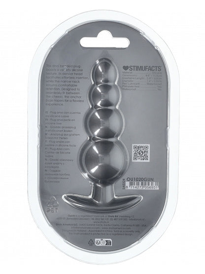 Ouch! Smooth Beaded Silicone Anal Plug Gunmetal
