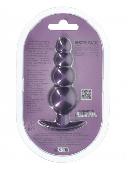 Ouch! Smooth Beaded Silicone Anal Plug Purple