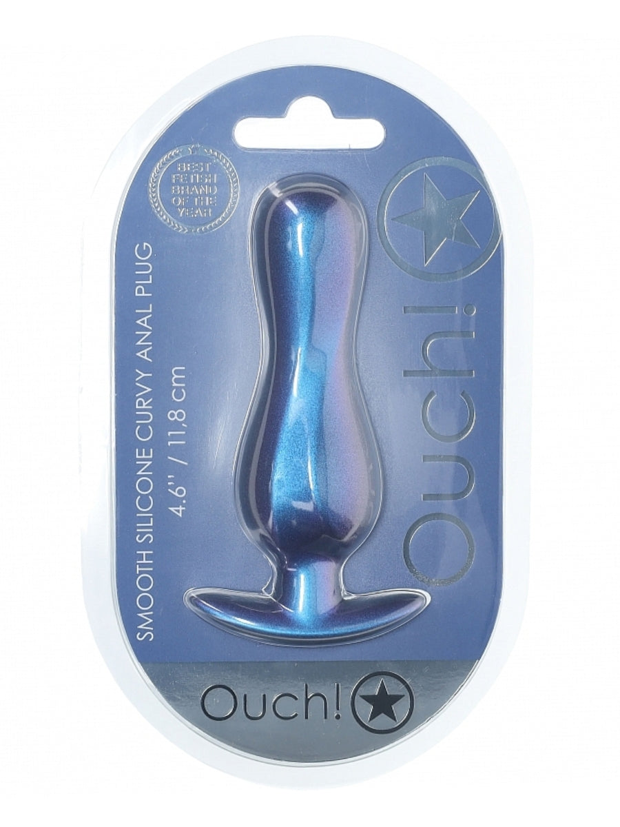Ouch! Smooth Curvy Silicone Anal Plug Blue