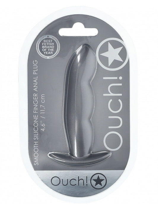 Ouch! Smooth Finger Silicone Anal Plug Gunmetal