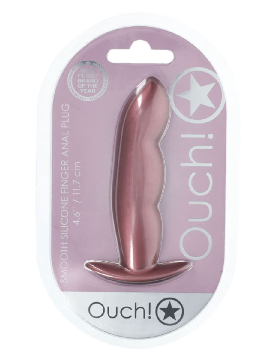 Ouch Smooth Finger Silicone Plug Rose Gold In Retail Packaging Front View