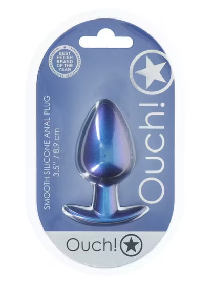 Ouch! Smooth Silicone Anal Plug Large Blue