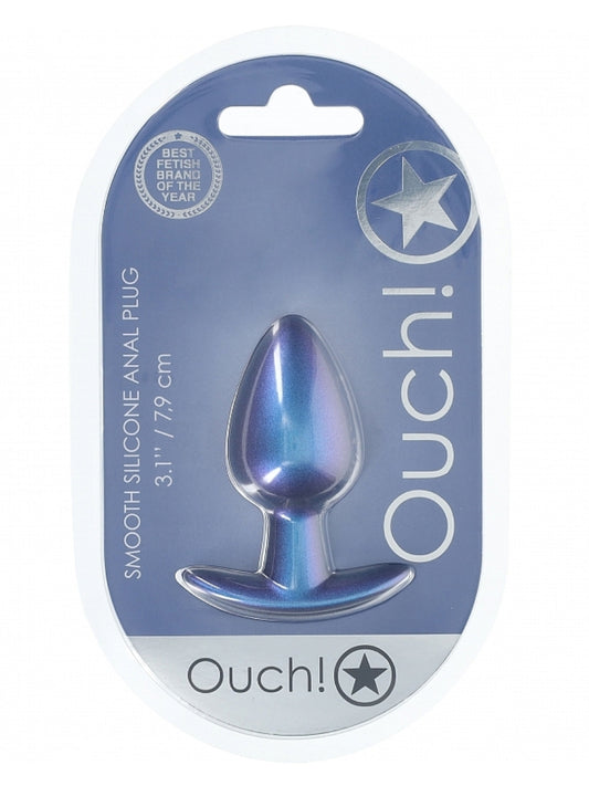 Ouch! Smooth Silicone Anal Plug Medium Blue