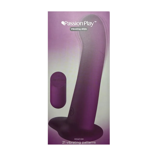 Passion Play 7.2 Inch Remote Control G-Spot Dildo Purple in retail packaging