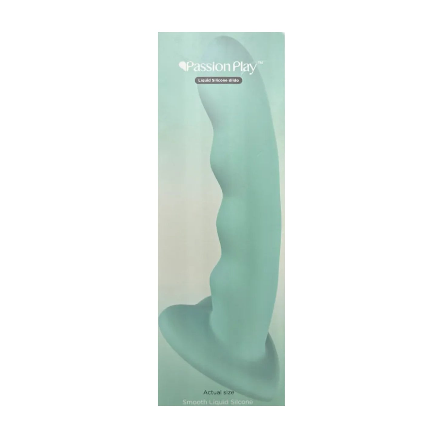 Passion Play 8.2 Inch Liquid Silicone Wavy Dildo Teal in retail packaging
