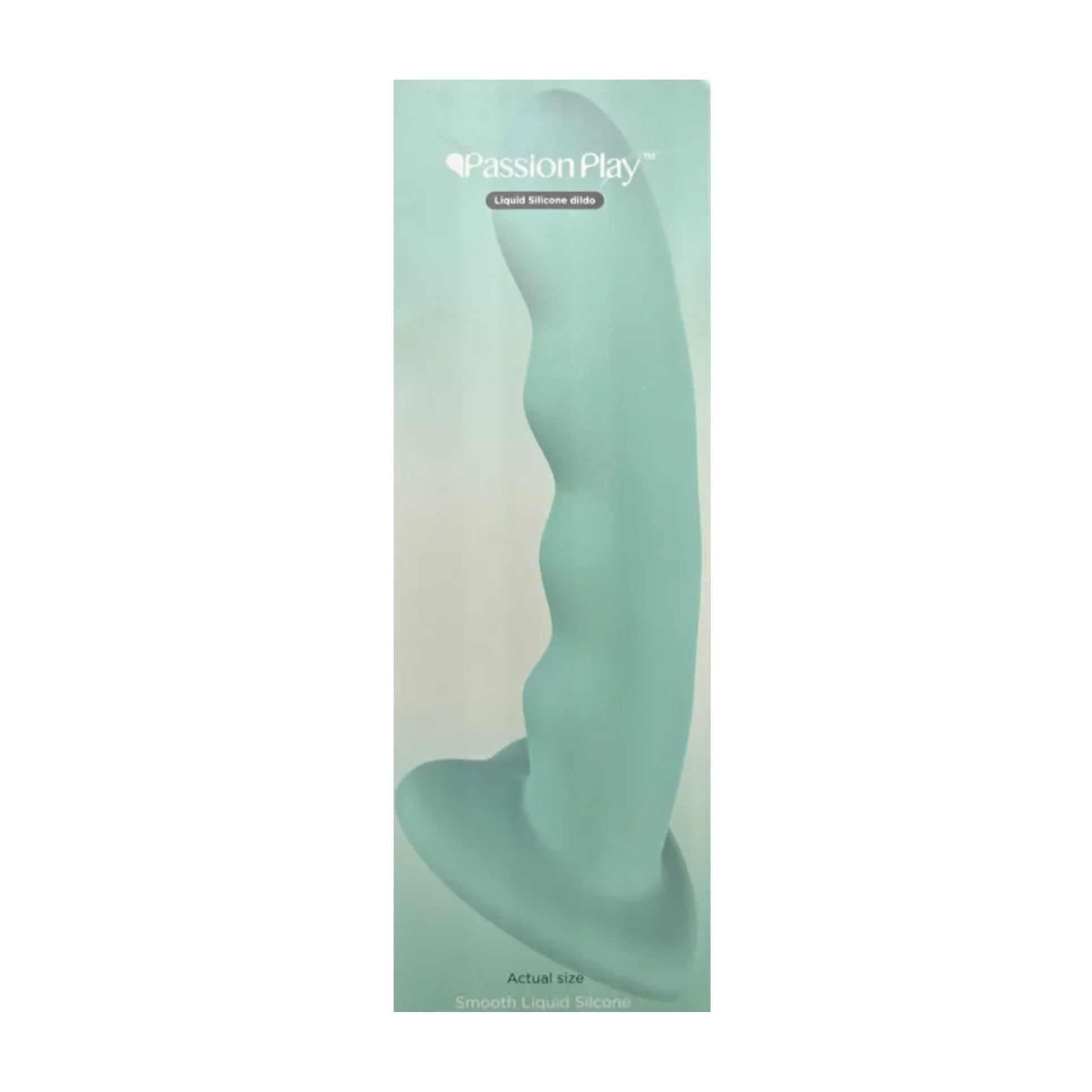 Passion Play 8.2 Inch Liquid Silicone Wavy Dildo Teal in retail packaging