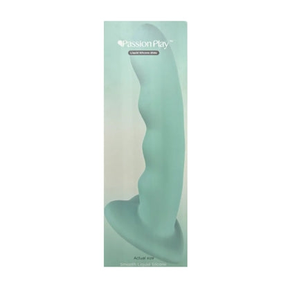 Passion Play 8.2 Inch Liquid Silicone Wavy Dildo Teal in retail packaging