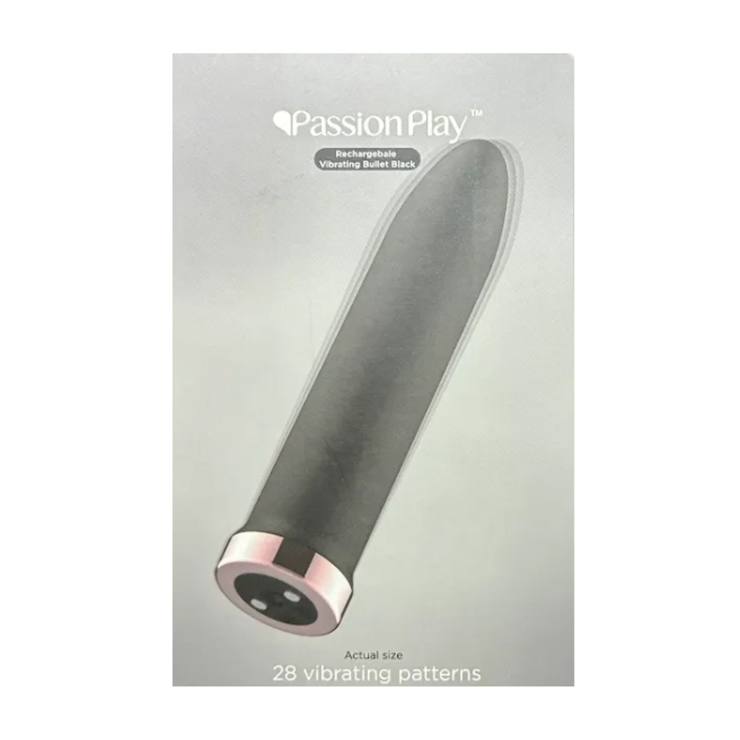 Passion Play Bullet Vibrator Black in retail packaging