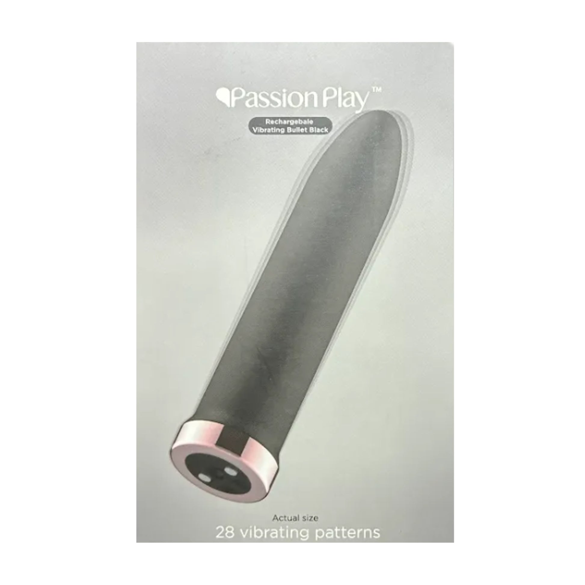 Passion Play Bullet Vibrator Black in retail packaging