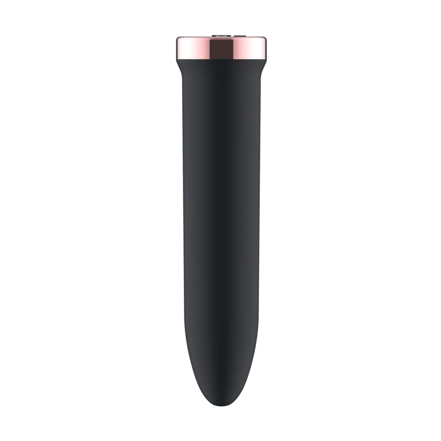 Rear view of black bullet vibrator with slim body