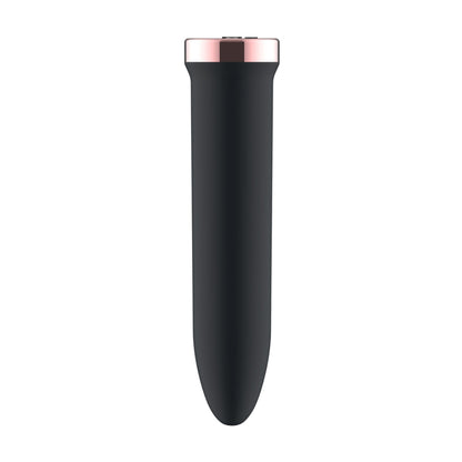 Rear view of black bullet vibrator with slim body
