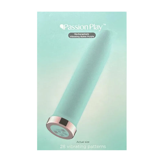 Passion Play Bullet Vibrator Blue in retail packaging