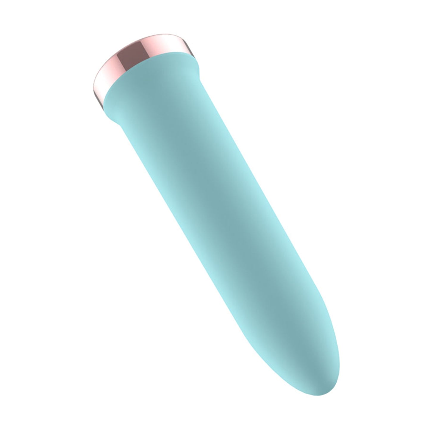 Blue bullet vibrator with rose gold coloured base