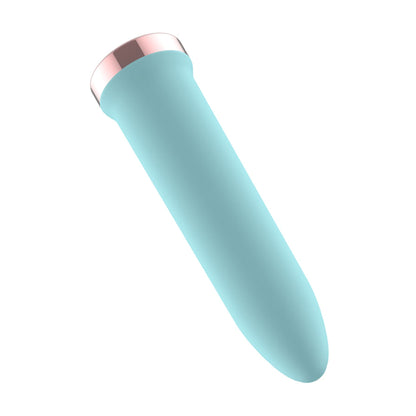 Blue bullet vibrator with rose gold coloured base