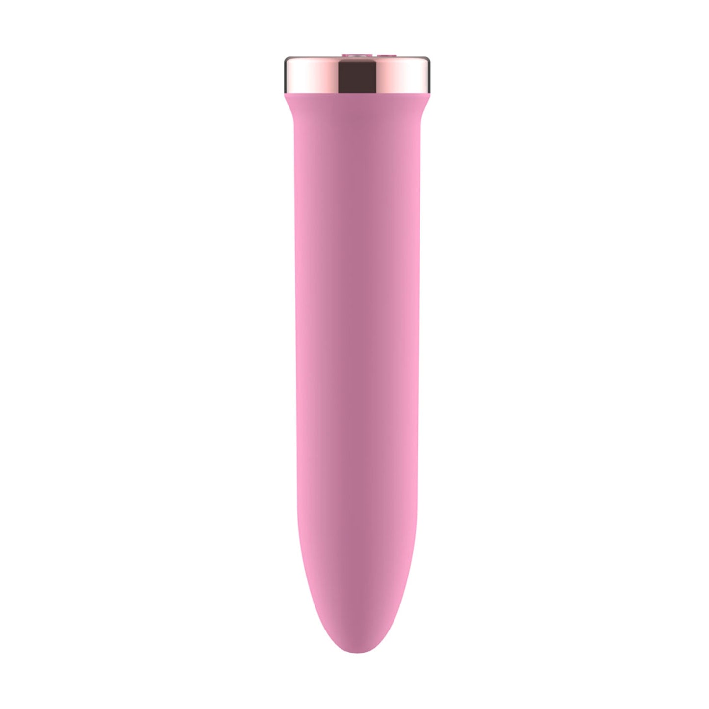 Rear view of pink bullet vibrator with slim body