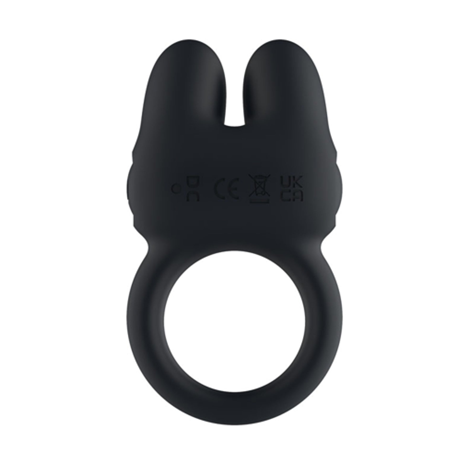 Rear view showing flexible ring and dual stimulation ears