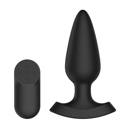 Black vibrating anal plug with remote and laser feature