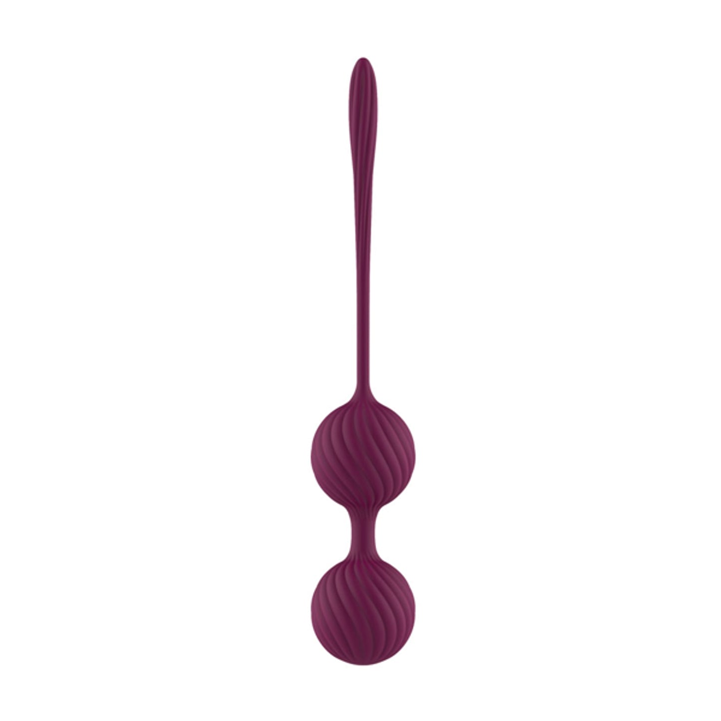 Purple dual Kegel balls with long flexible retrieval stem