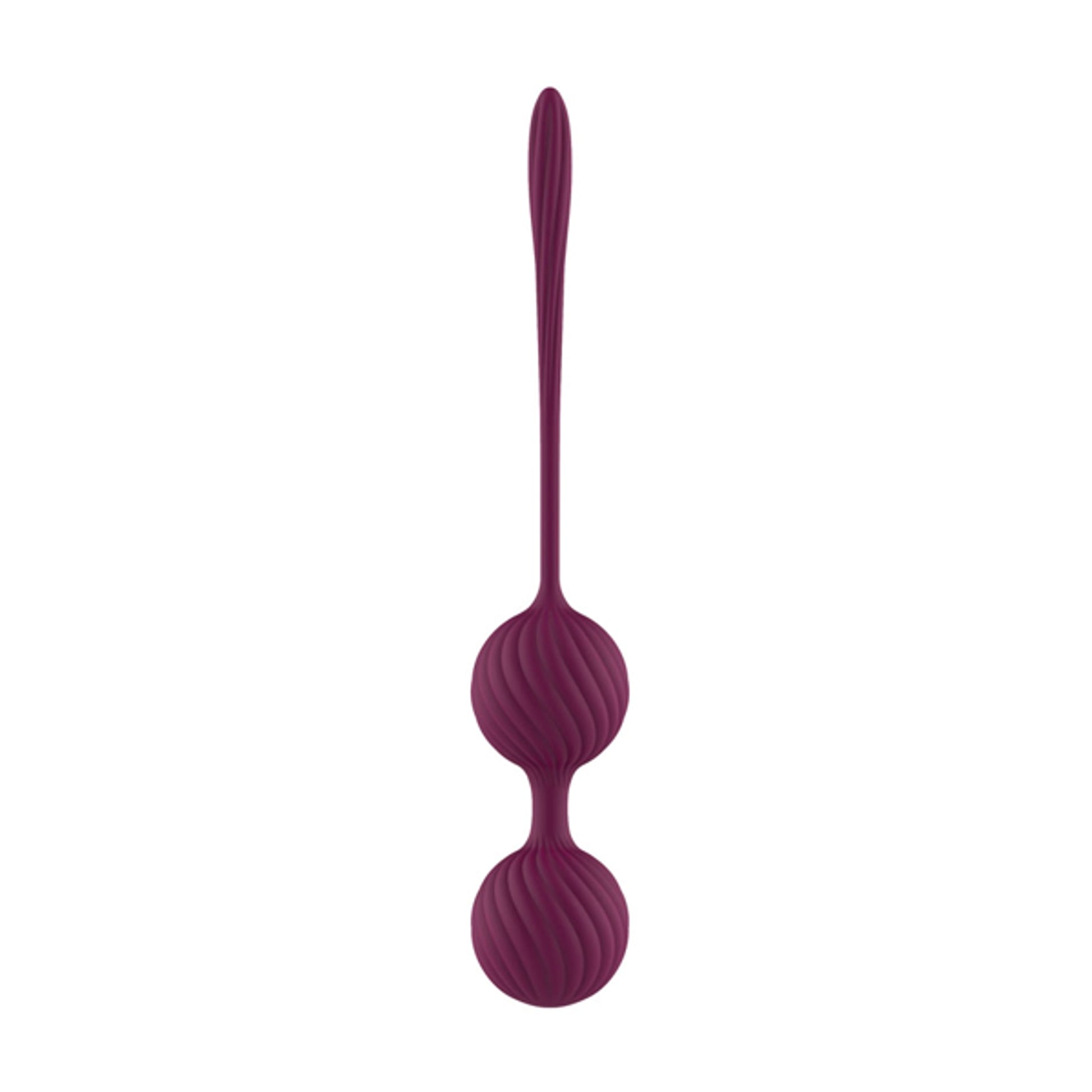 Purple dual Kegel balls with long flexible retrieval stem
