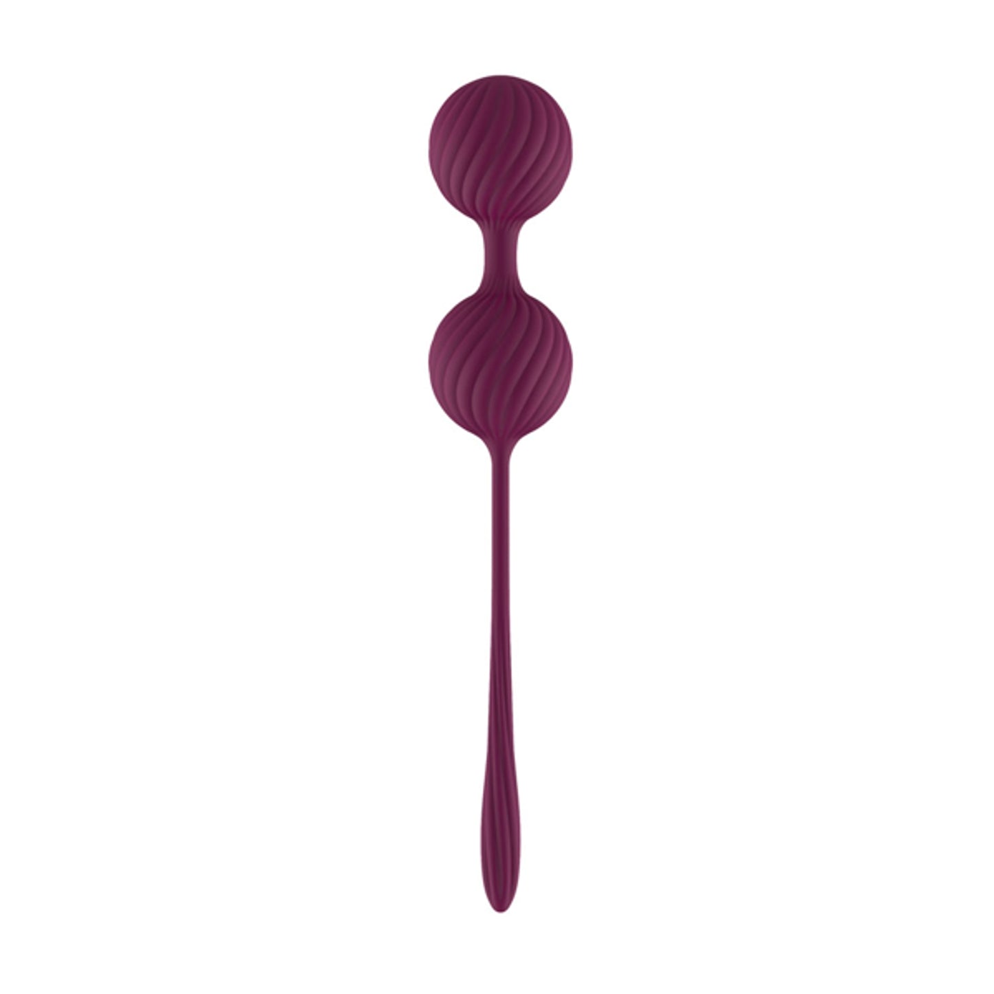 Ribbed dual Kegel exercise balls shown from reverse angle