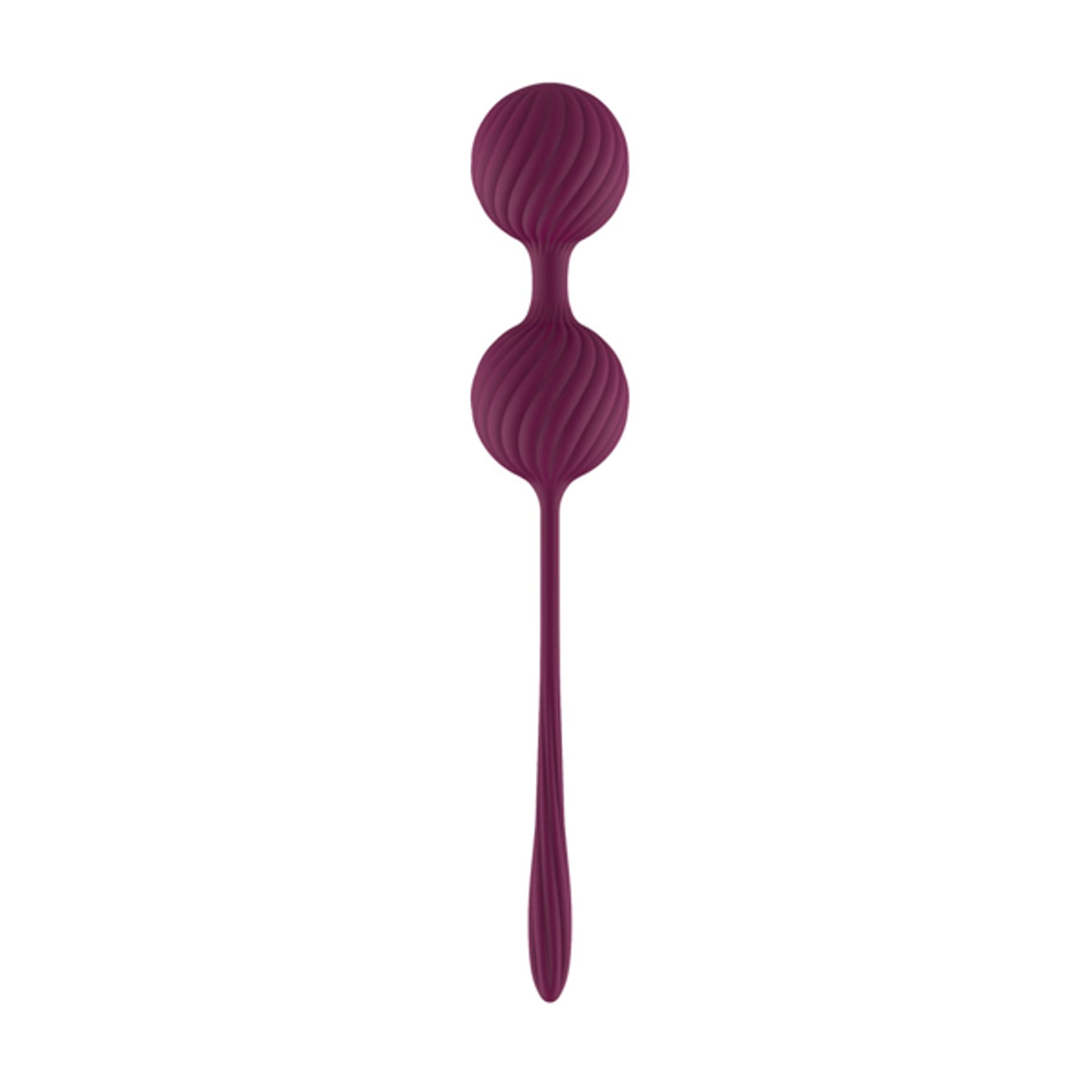 Ribbed dual Kegel exercise balls shown from reverse angle