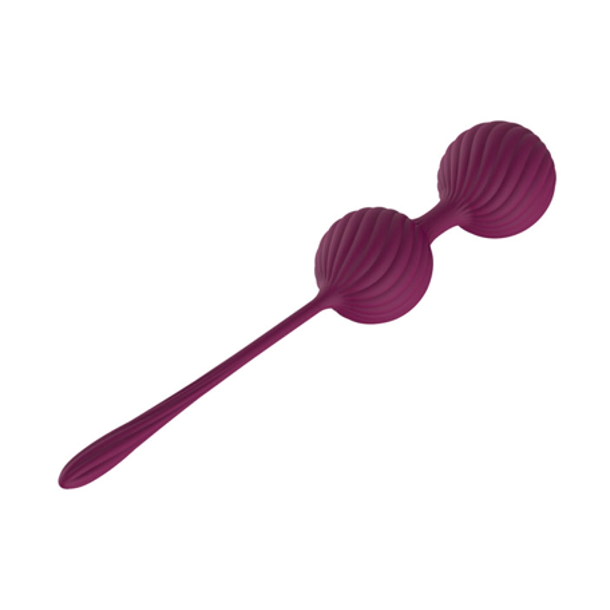 Close-up of textured weighted Kegel balls and flexible stem