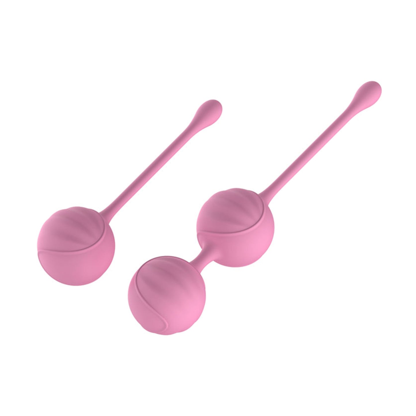 Angled view of single and dual pink Kegel ball trainers