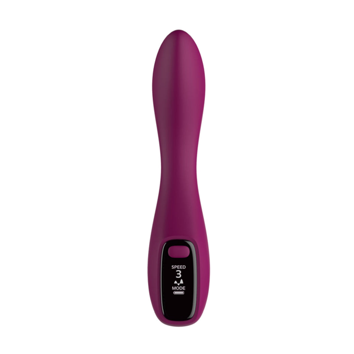 Purple G-Spot vibrator with curved tip and LED screen