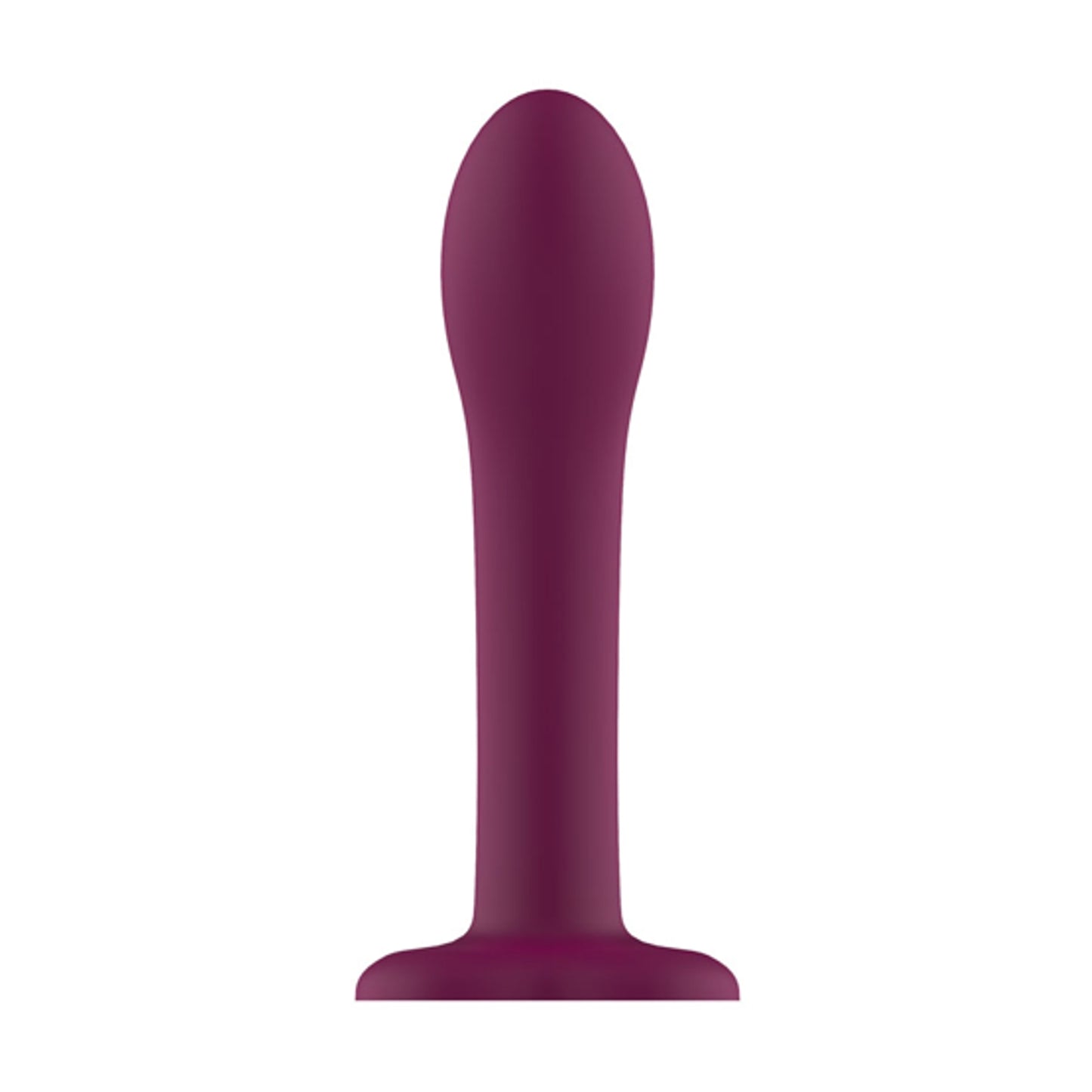 Front view showing rounded tip and smooth silicone shaft