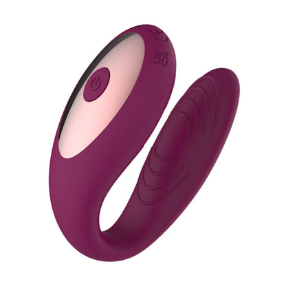 Purple couples vibrator with curved flexible silicone design