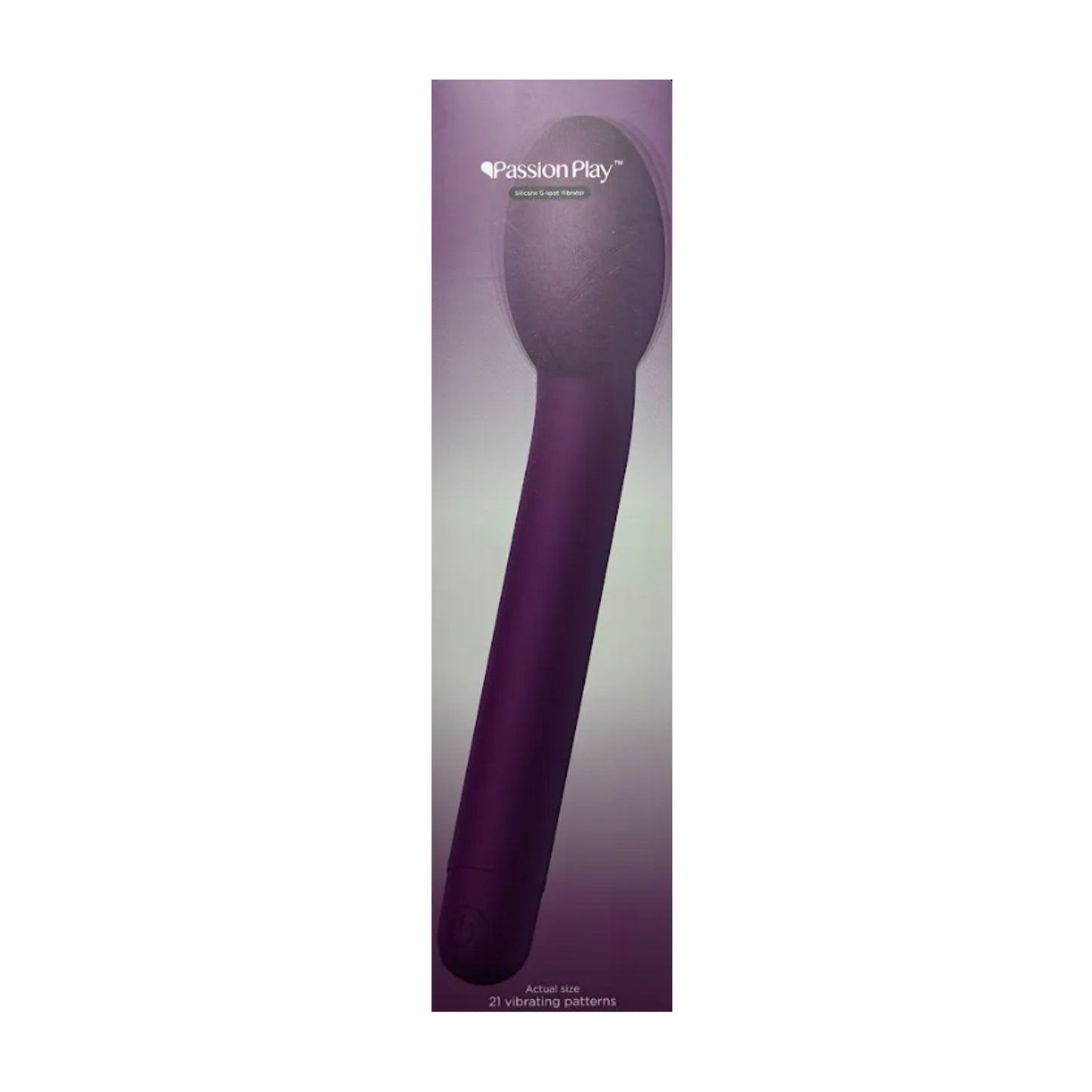 Passion Play Silicone G-Spot Vibrator Purple in retail packaging