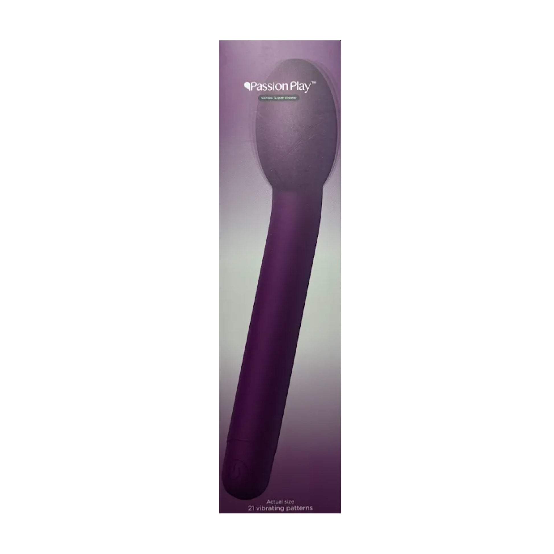 Passion Play Silicone G-Spot Vibrator Purple in retail packaging