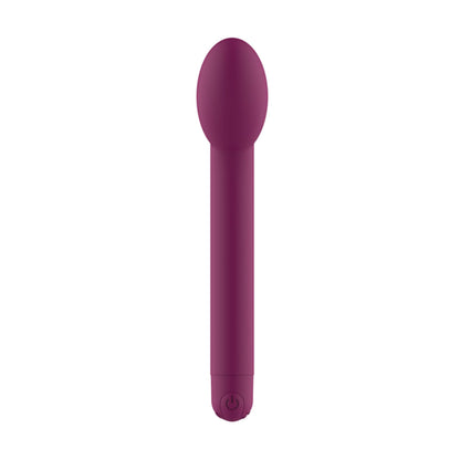 Front view showing slim shaft and rounded stimulation head