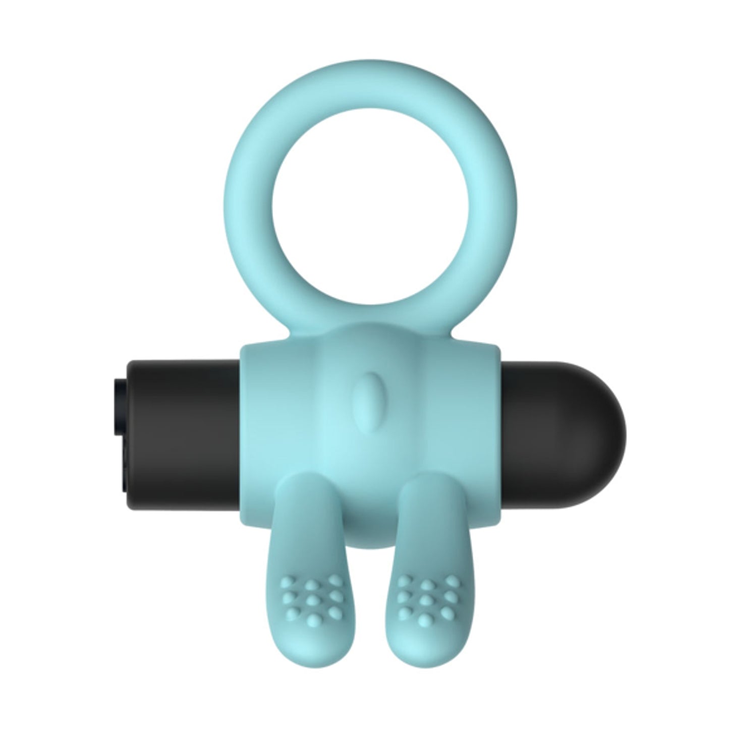 Reverse view showing flexible teal silicone cock ring