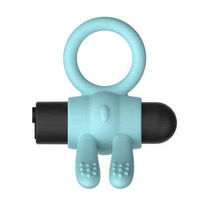 Reverse view showing flexible teal silicone cock ring